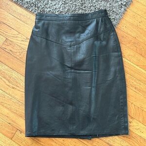 OUTERBOUND BY HMS Black Vintage Leather Pencil Skirt Black Knee Length size 3/4